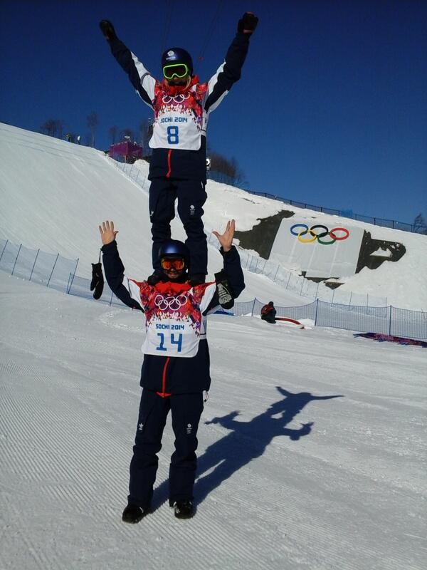 @aimee_fuller and @billymorgan89 enjoying the #Sochi2014 atmosphere at training 