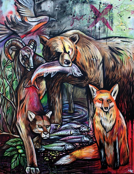 Furious Friends | 5ftx4ft acrylic, indian ink & collage on canvas