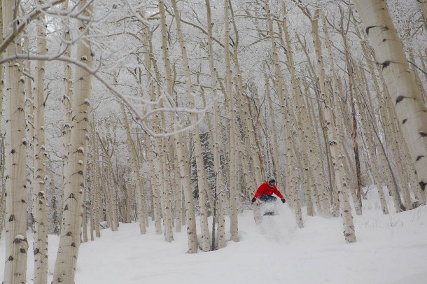 Blasting through the aspens in the Cone Dumps. | Photo: Aspen/Snowmass Jeremy Swanson