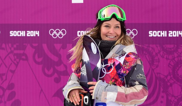 Jamie Anderson after her win | P: NBC /Getty Images