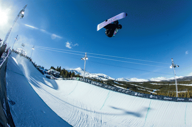 Kelly Clark flying into second place at the 2013 Dew Tour | P: Gabe L'Heureux