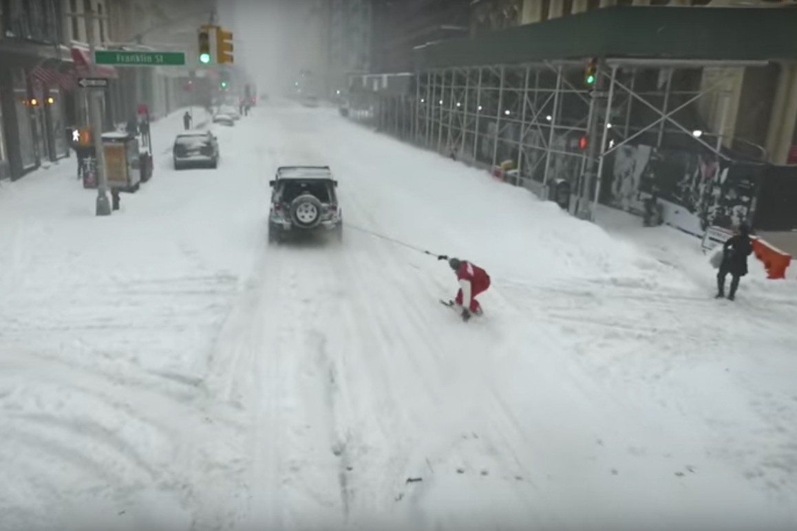 Snowpocalpyse 2016 Snowboarding in the streets of New York City