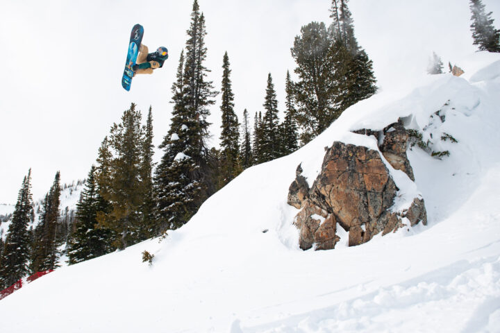 Travis Rice snowboarding during Natural Selection at Jackson Hole