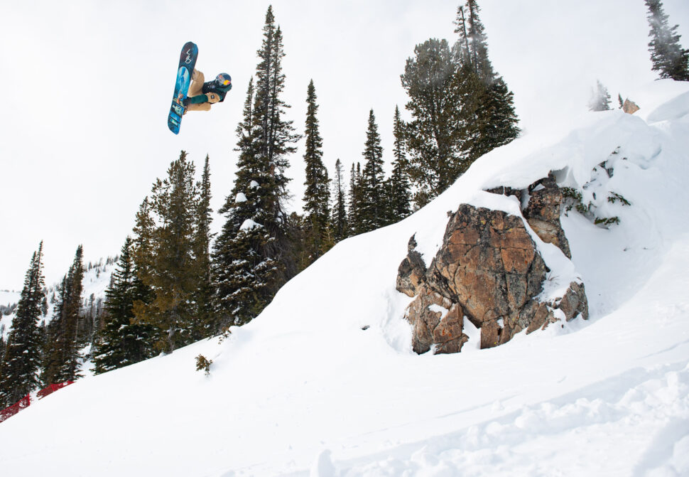 Travis Rice snowboarding during Natural Selection at Jackson Hole