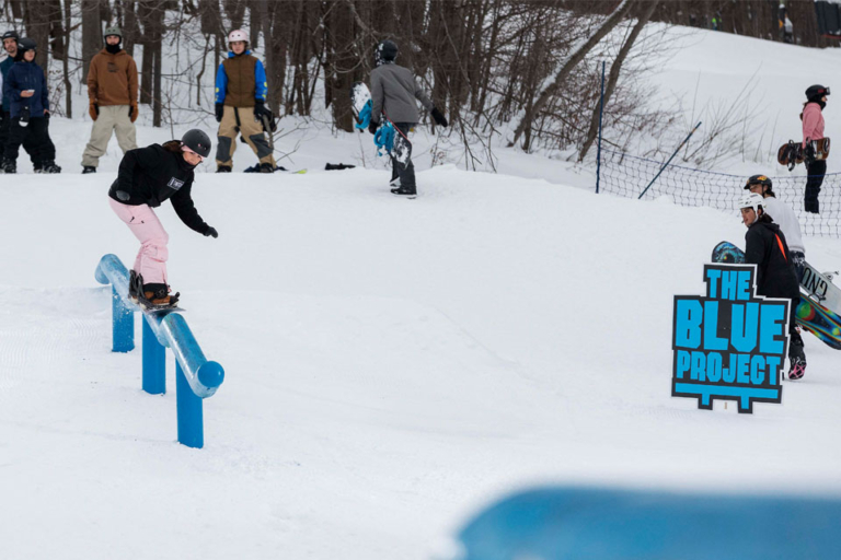 Jillian Clarke snowboards at Blue Mountain, Ontario
