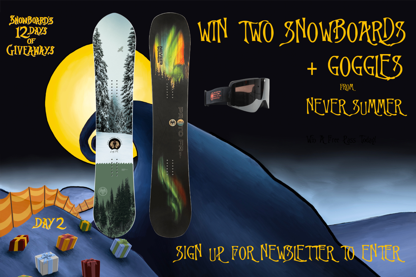 free snowboard giveaway never summer