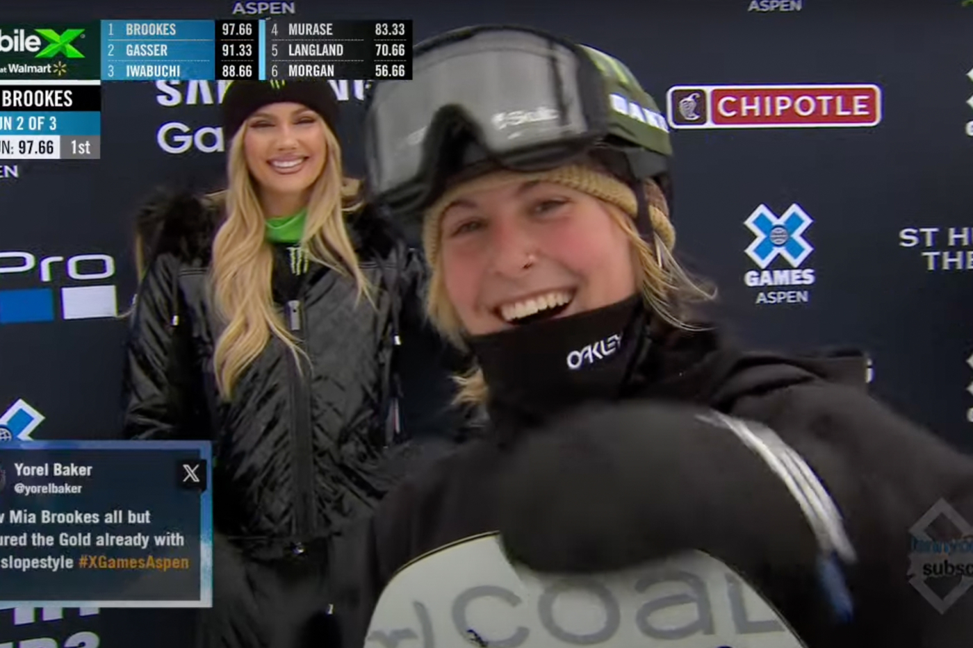 Mia Brookes wins first X Games Gold Medal snowboarding womens slopestyle